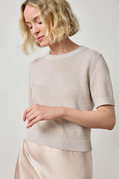 Short Sleeve Sparkle Sweater in mist sparkle by Lilla P