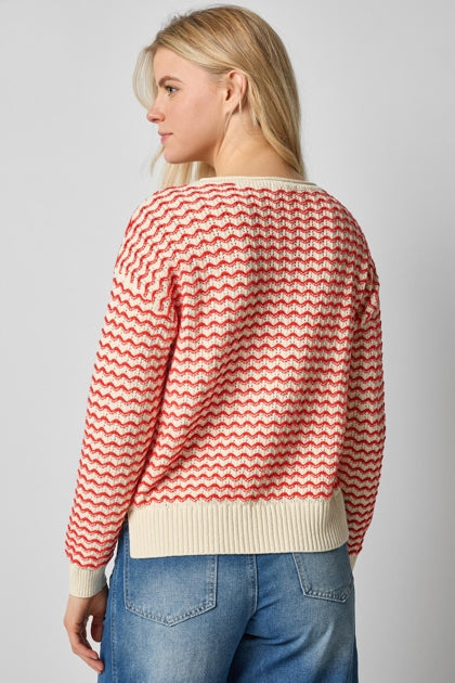 Long Sleeve Zig Zag Sweater in magnolia by Lilla P
