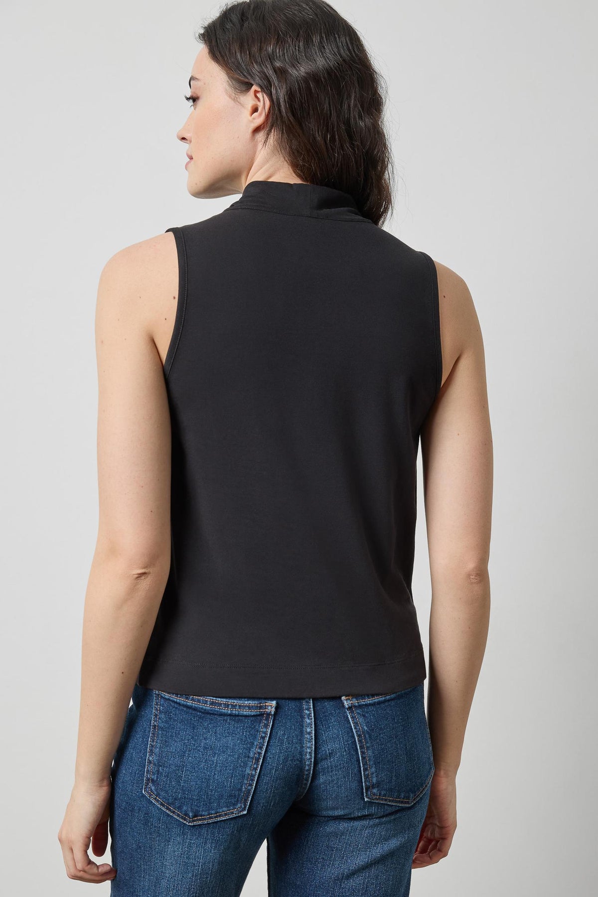 Drape Neck Sleeveless Top in black by Lilla P