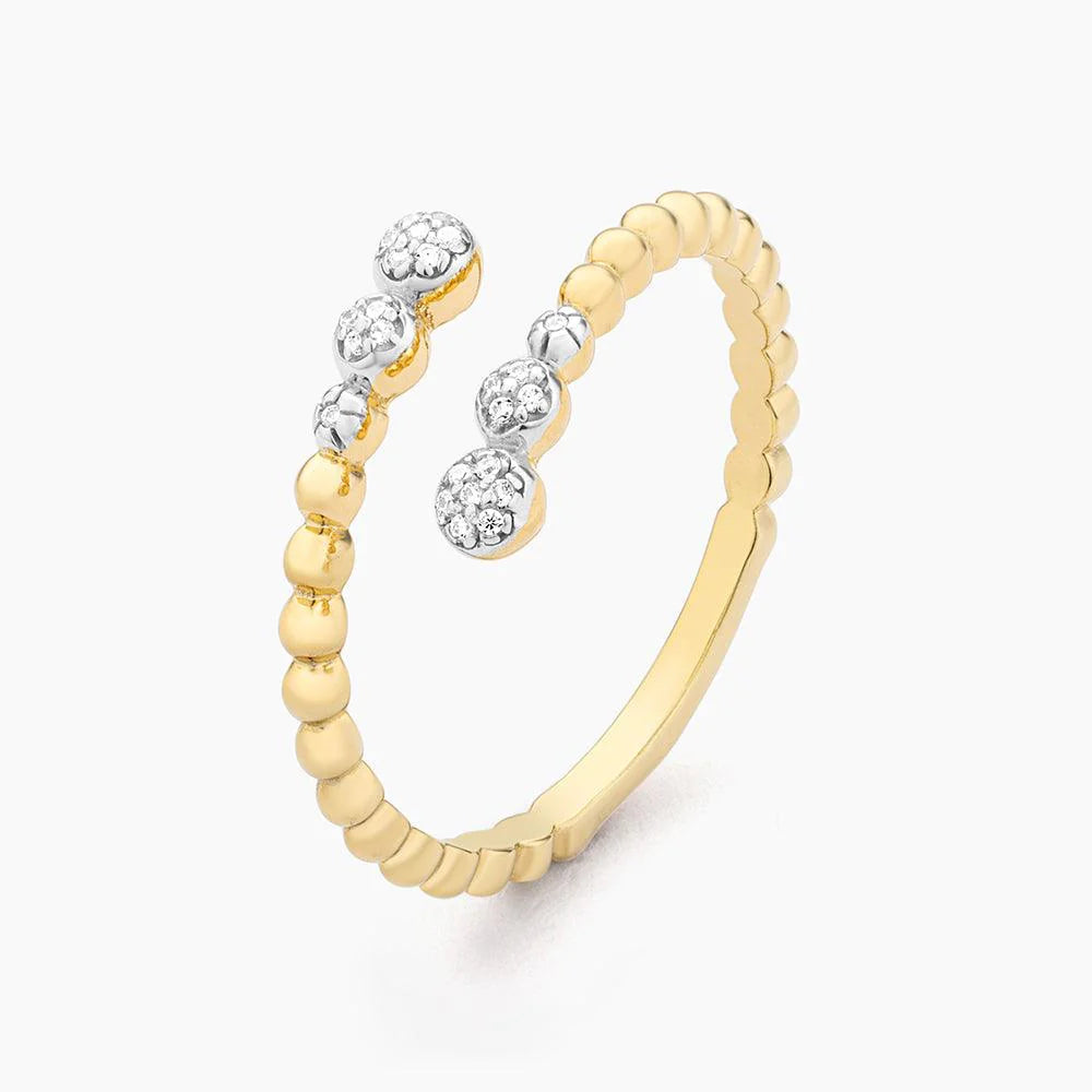 Beaded Connection Statement Ring (size 7) in gold by Ella Stein