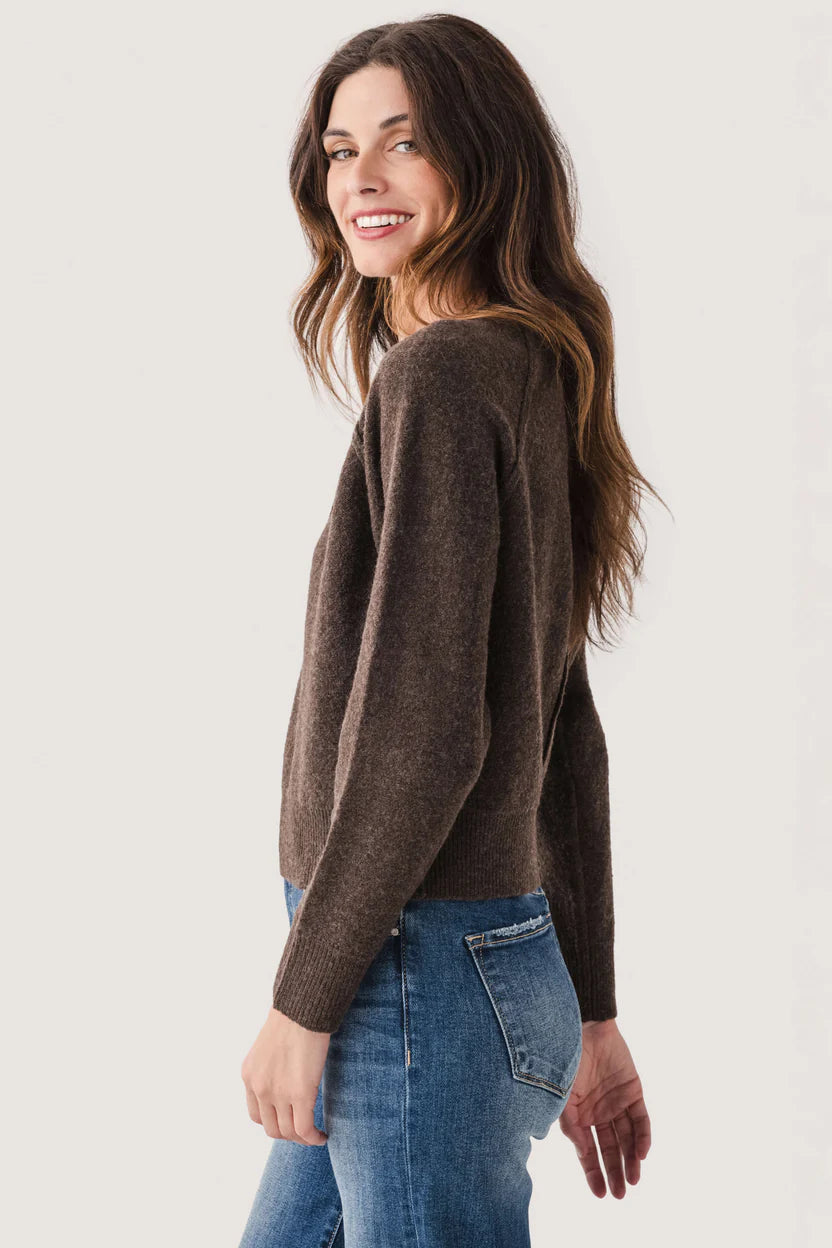 Akleja Raglan Sleeve Henley Pullover in brown by RD
