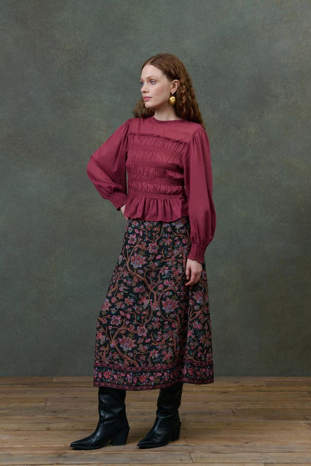 Haydee Smocked Top in grape by Louise Misha