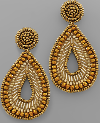 Multi Bead Teardrop Earrings in gold