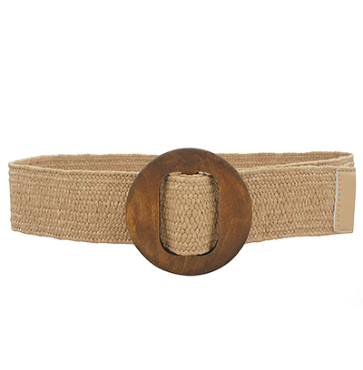Wooden Circle Buckle Belt in tan
