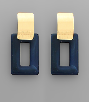 Rectangle Earrings in navy