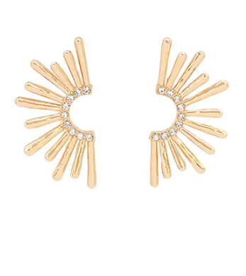 Half Sun Burst Earrings in gold