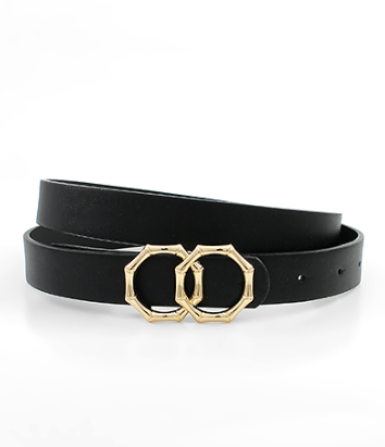 Double Octagon Buckle Belt in black