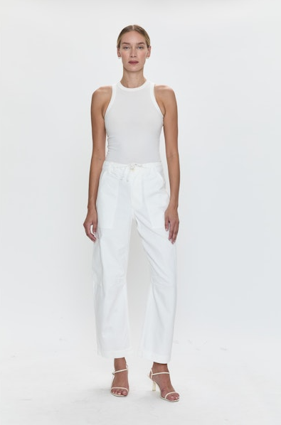 Sabrina Curved Utility Pants in white by Pistola