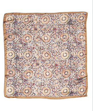 Abstract Floral Print Silky Bandana in beige