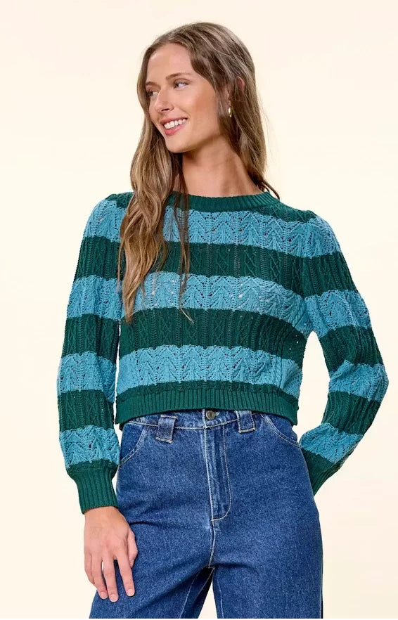 Velma Striped Sweater in smoke blue by Cleobella