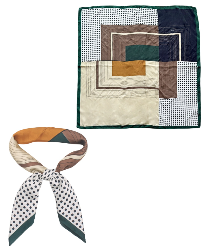 Geometric Print Scarf in green