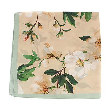 Floral Print Bandana Scarf in beige