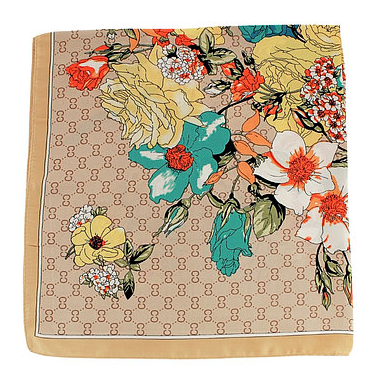 Floral Print Bandana Scarf in dark beige