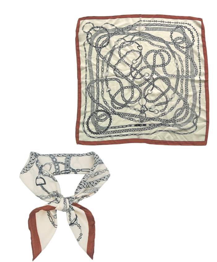 Multi Chain Print Bandana Scarf in ivory