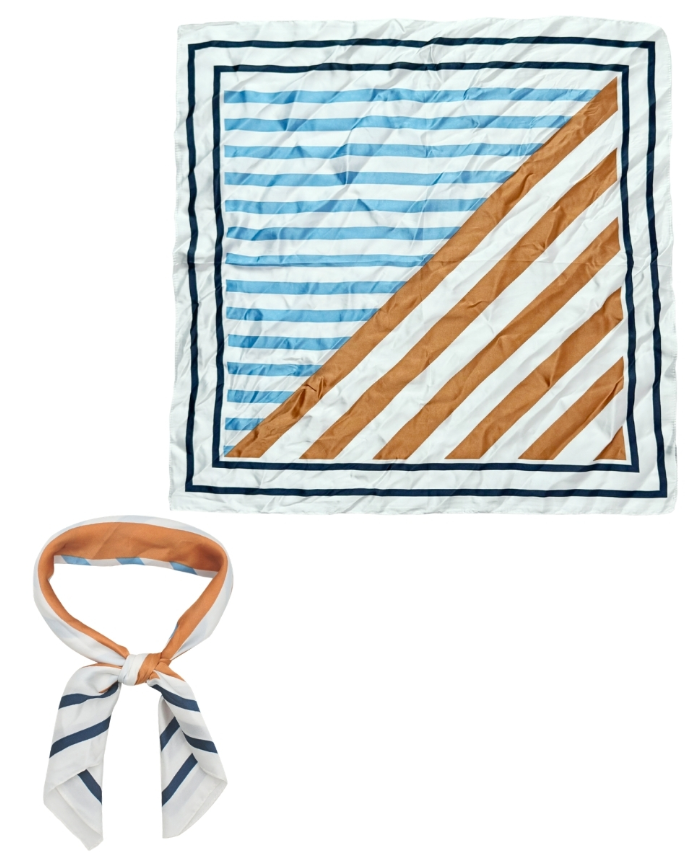 Diagonal Stripe Print Scarf in brown