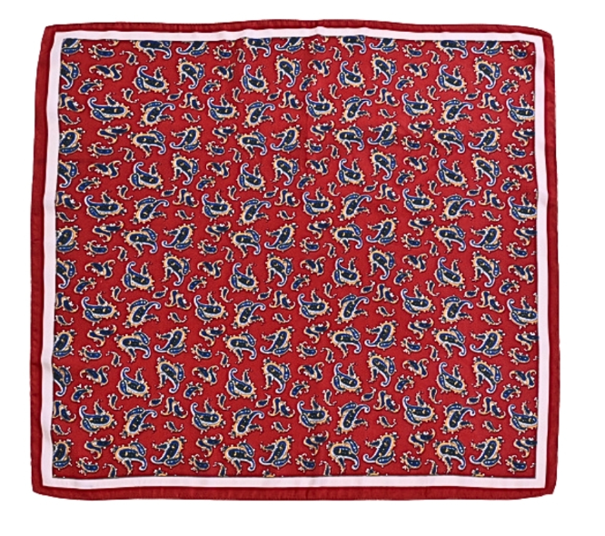 Paisley Printed Bandana Scarf in burgundy/blue