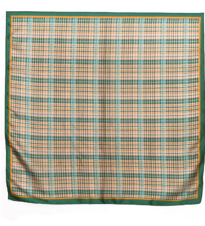Plaid Printed Silky Bandana Scarf in green