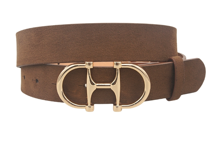Horsebit Buckle Microsuede Belt in brown