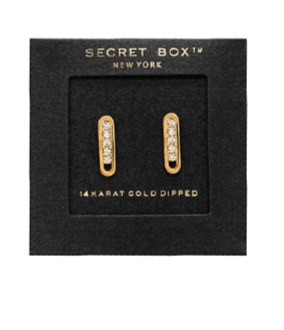 Oval Bar CZ Stud Earrings in gold