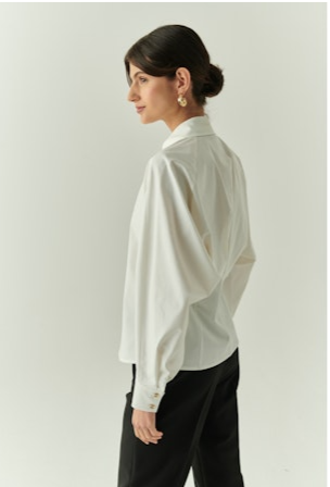 Kamari Button Up Blouse in bone by Exquise