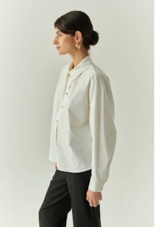 Kamari Button Up Blouse in bone by Exquise