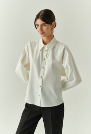 Kamari Button Up Blouse in bone by Exquise