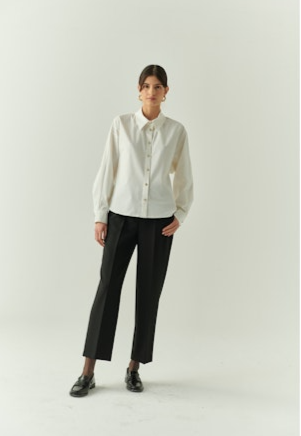 Kamari Button Up Blouse in bone by Exquise