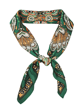 Bohemian Paisley Border Scarf in green