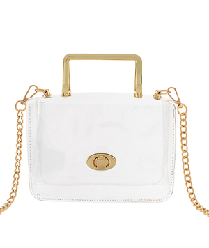 Clear Bag with Turn-Lock in gold