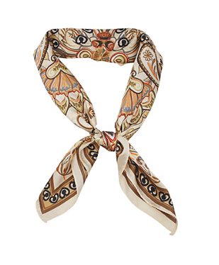 Bohemian Paisley Border Scarf in ivory