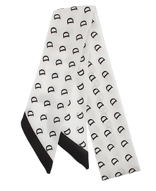 Printed Initial Narrow Scarf in white/black