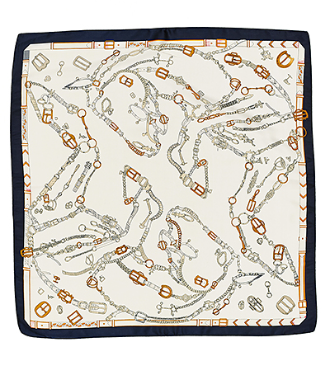 Chain Belt Print Silky Bandana in cream/black