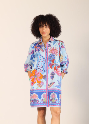 Ava Dress in azure safari by Maude Vivante