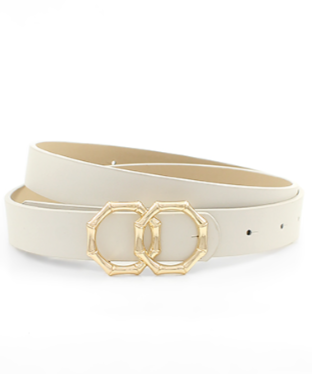 Double Octagon Buckle Belt in nude