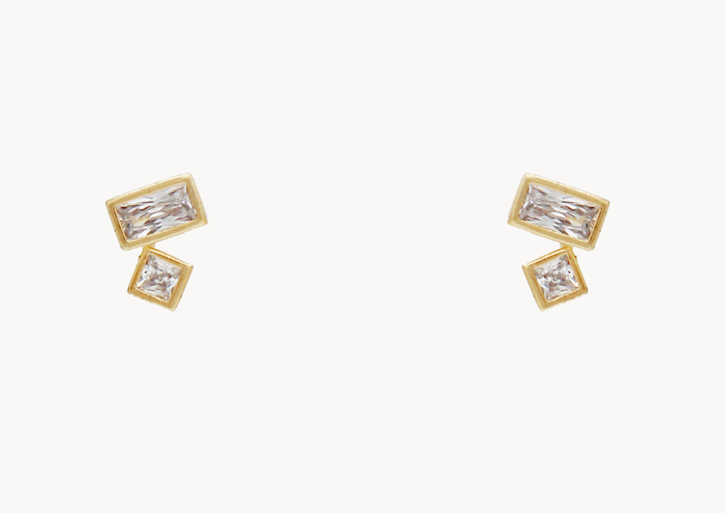 Petite Bezel CZ Stud Earring in gold by Secretbox
