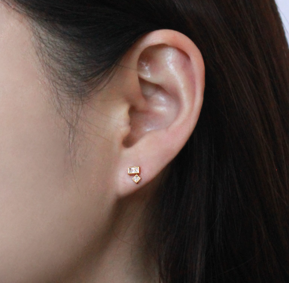 Petite Bezel CZ Stud Earring in gold by Secretbox