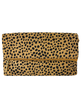 Zipper Folding Clutch Bag in yellow/dalmatian