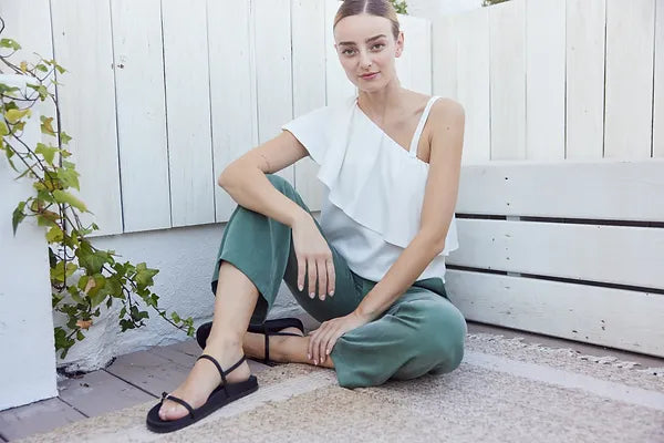 Ruched Waist Pant in sage by 209