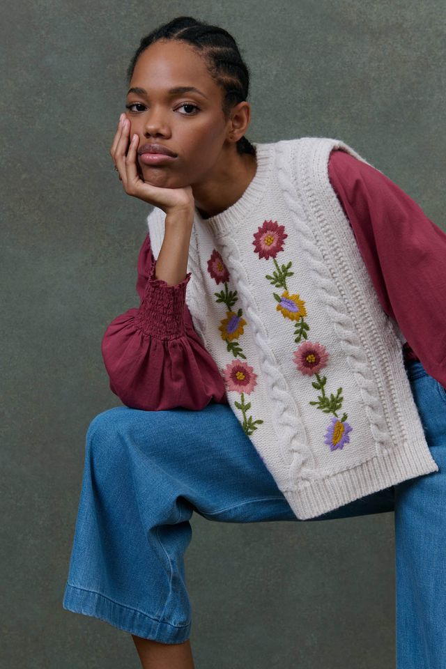 Adela Sweater Vest in cream by Louise Misha