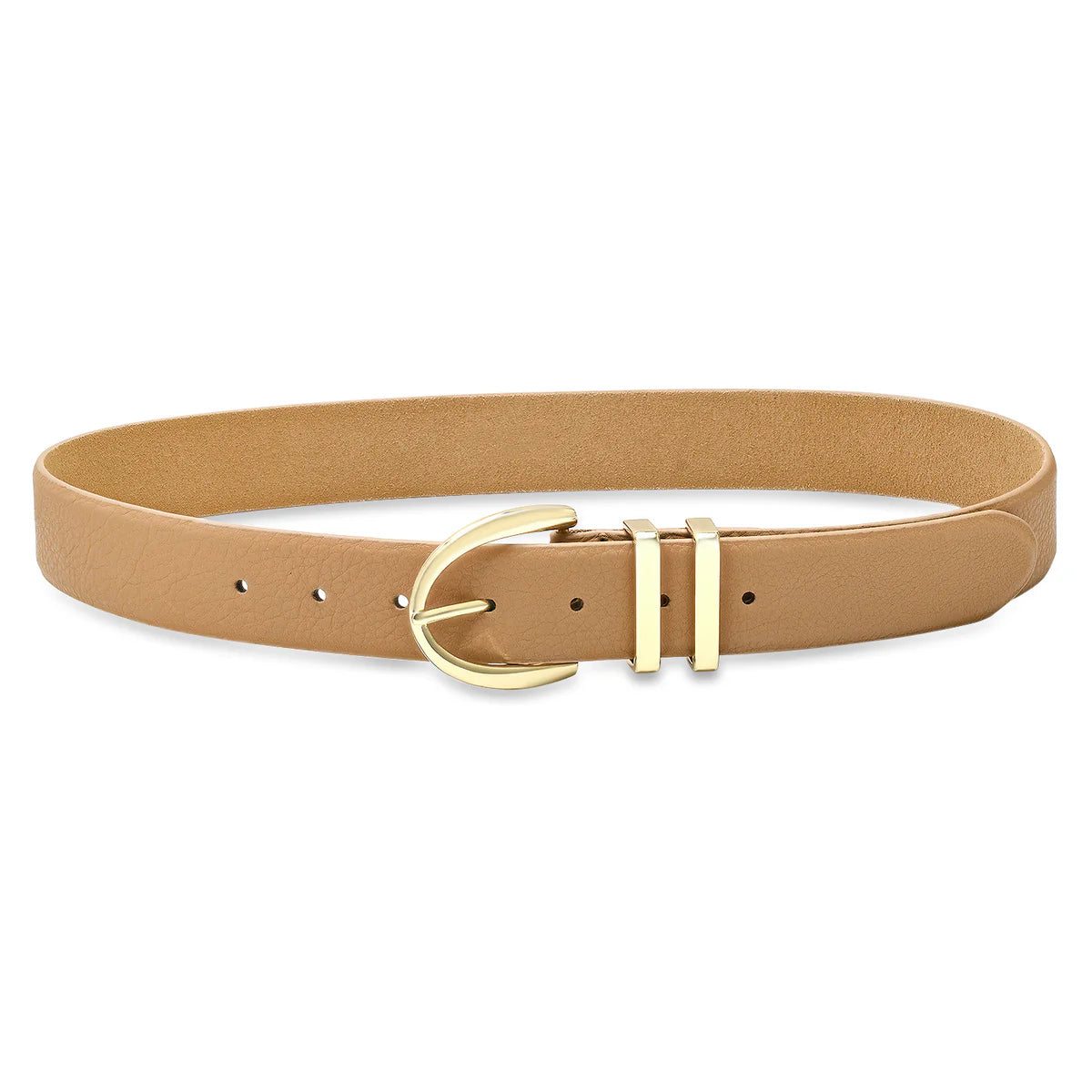 Palisades Leather Belt in latte/gold by Laurel & Gold
