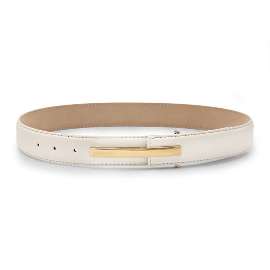 Rosewood Leather Belt in eggshell/gold by Laurel & Gold