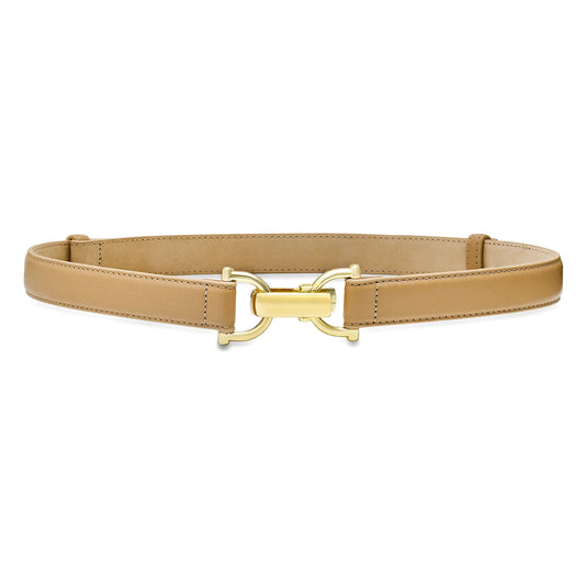 Martel Leather Belt in latte/gold by Laurel & Gold