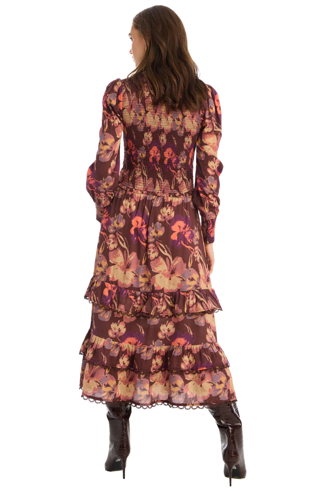 Georgia Midi Skirt in brown floral by Allison
