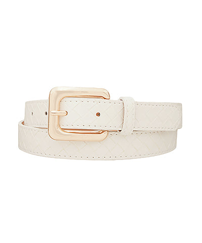 Weave Textured Strap Belt in White