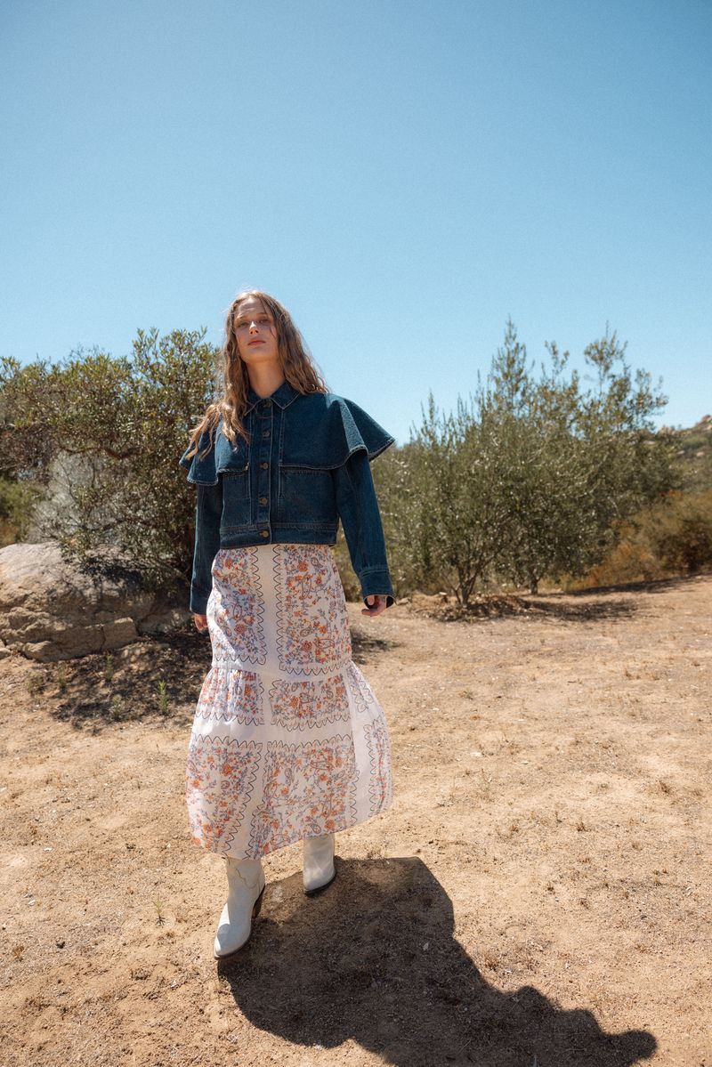 Marjorie Ankle Skirt in la ramos print by Cleobella