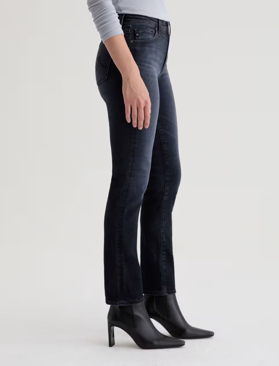 Mari High Rise Slim Straight Crop in glitch by AG