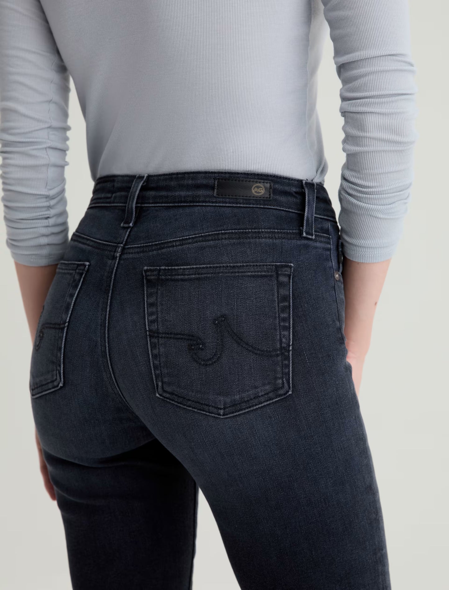 Mari High Rise Slim Straight Crop in glitch by AG