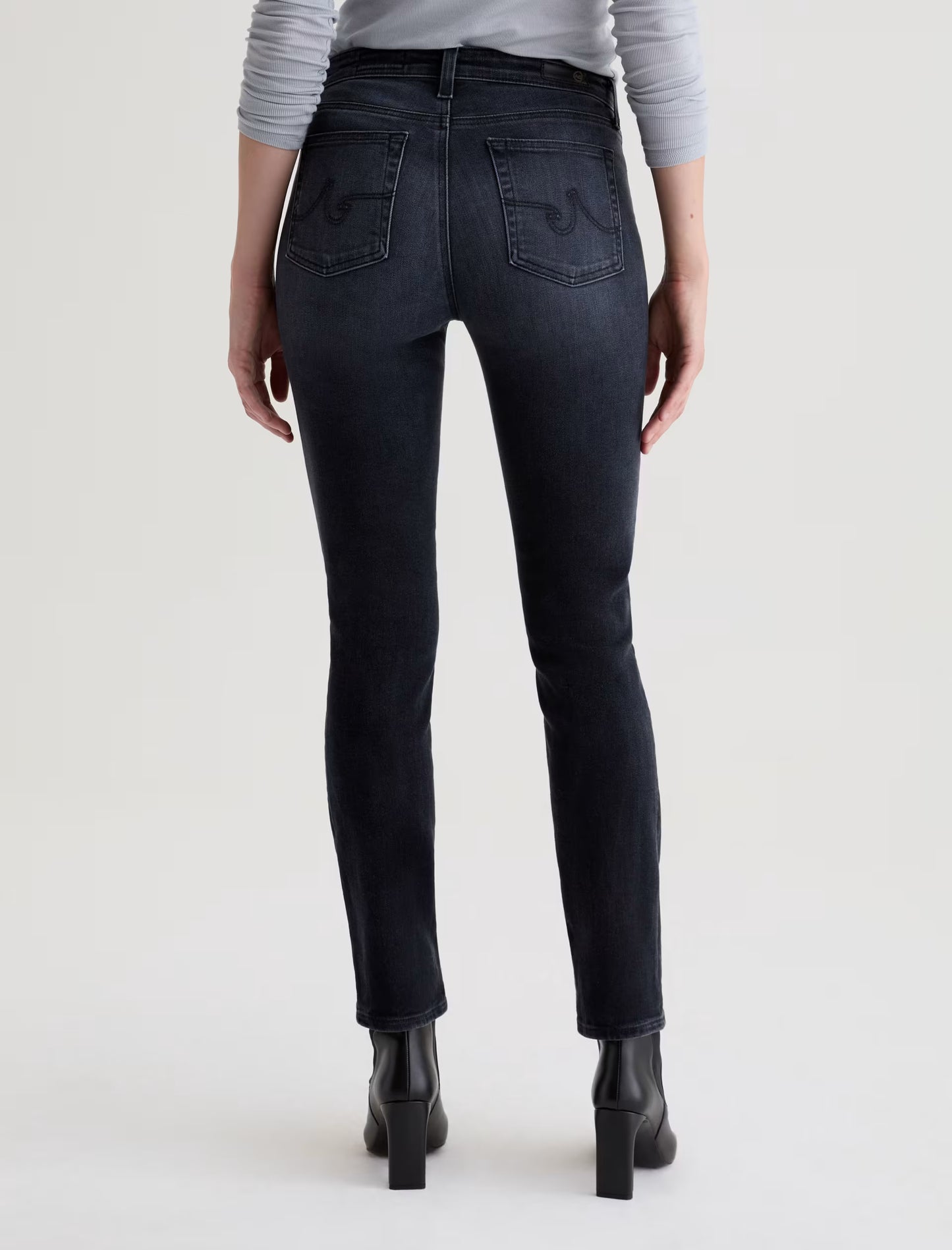 Mari High Rise Slim Straight Crop in glitch by AG