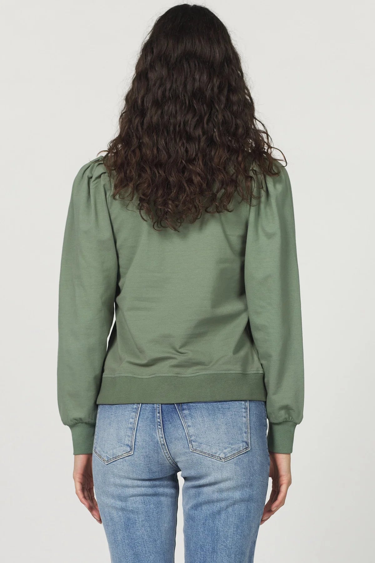 Sammi V-Neck Sweatshirt in slate green by Another Love