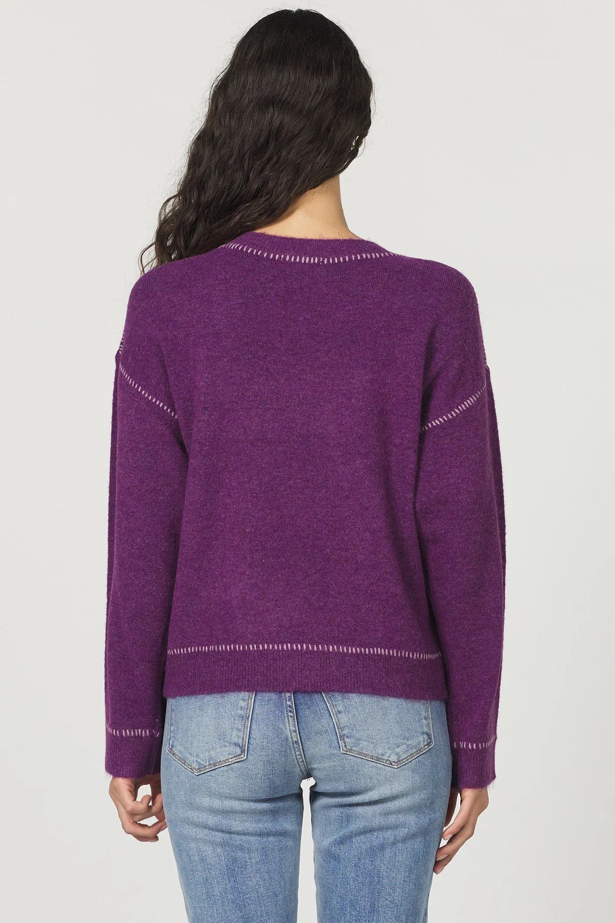 Millie Long Sleeve Sweater in dark heather orchid by Another Love